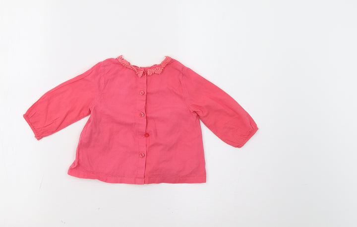M&S Baby Pink Floral Basic Button-Up Size 6-9 Months