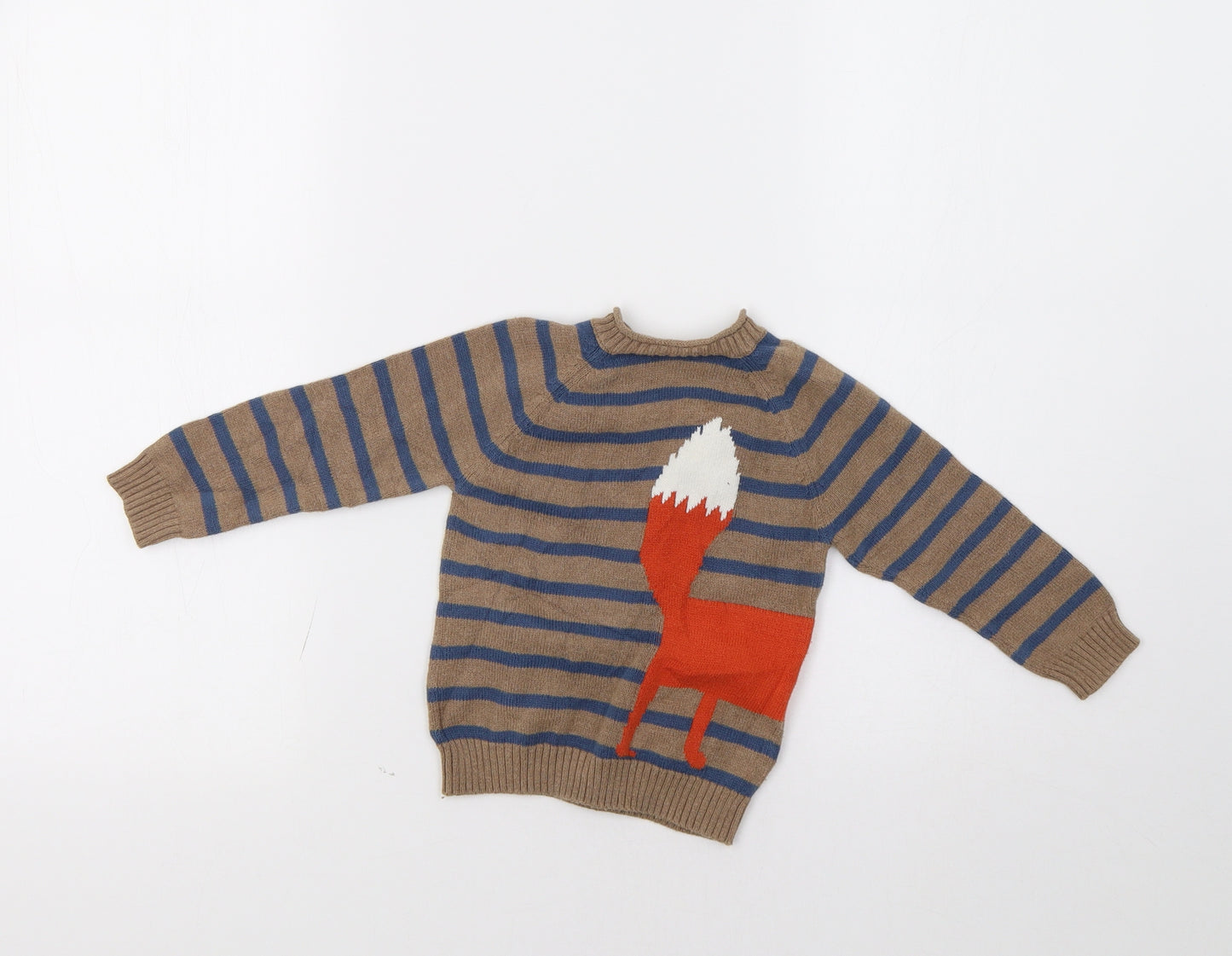 John Lewis Baby Brown Striped  Pullover Jumper Size 12-18 Months  - Fox