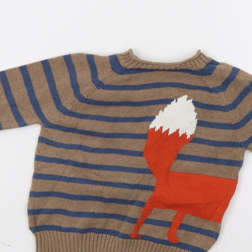 John Lewis Baby Brown Striped  Pullover Jumper Size 12-18 Months  - Fox