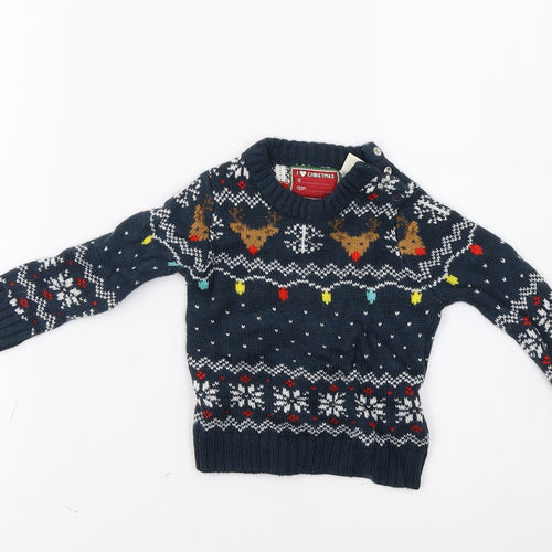 Star Clothing Baby Blue Fair Isle  Pullover Jumper Size 6-9 Months  - Christmas Jumper