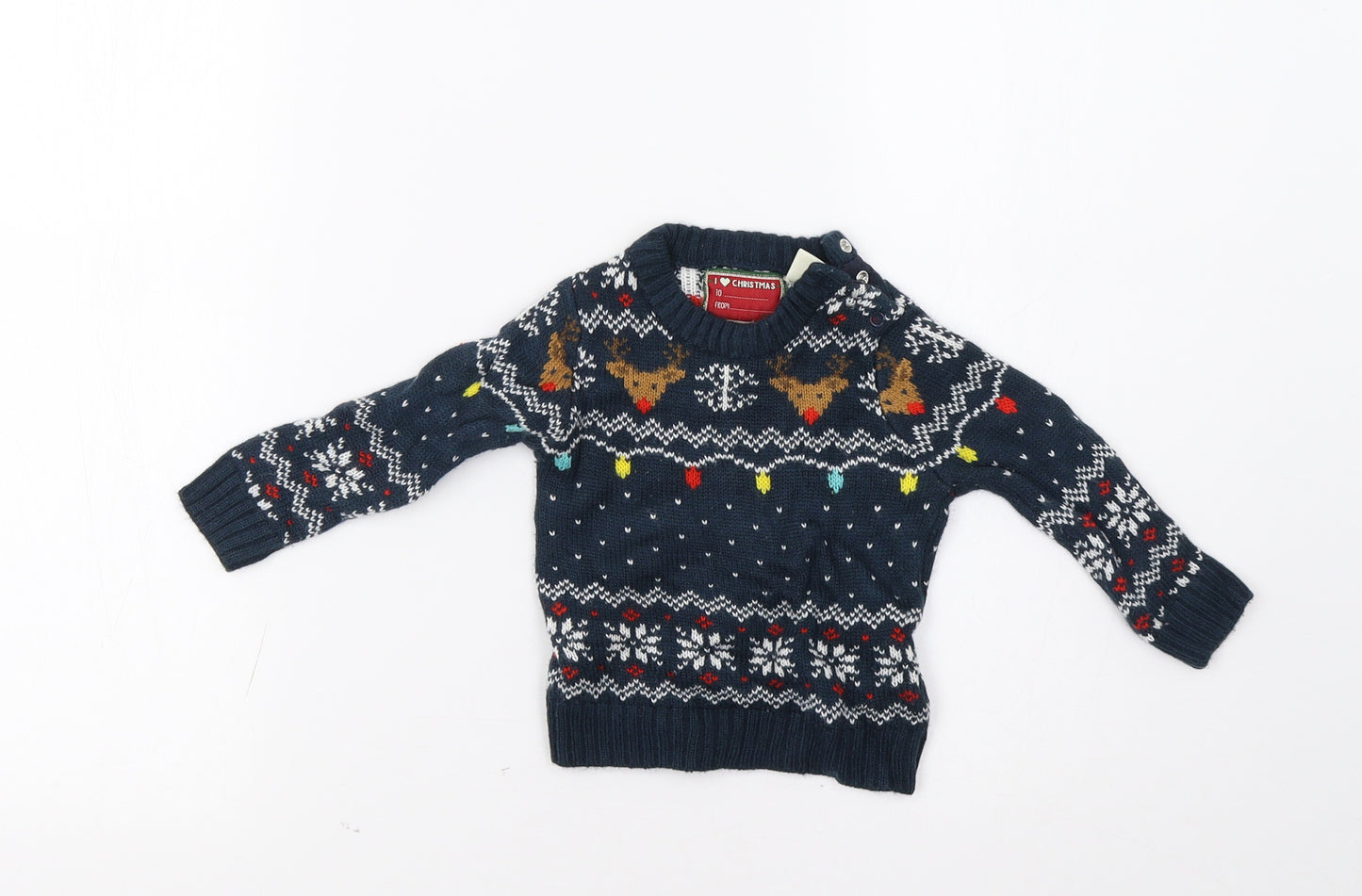Star Clothing Baby Blue Fair Isle  Pullover Jumper Size 6-9 Months  - Christmas Jumper