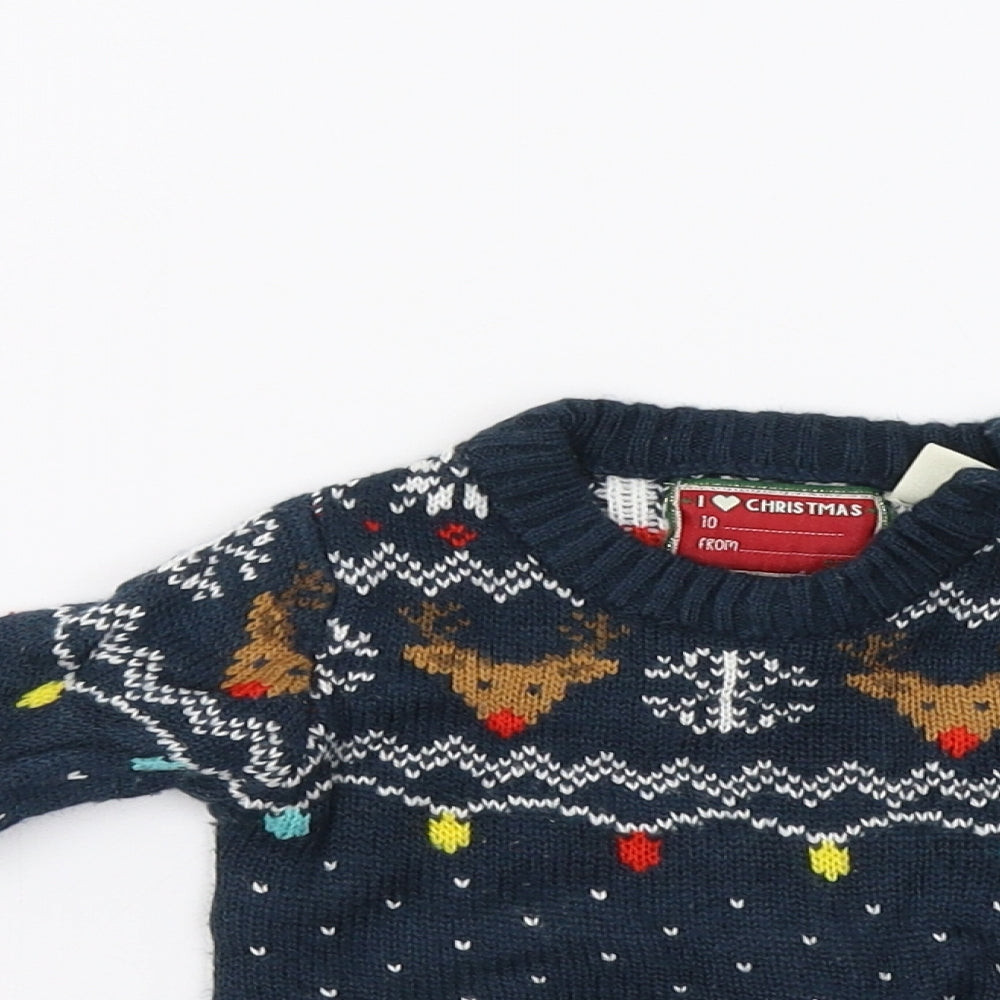 Star Clothing Baby Blue Fair Isle  Pullover Jumper Size 6-9 Months  - Christmas Jumper