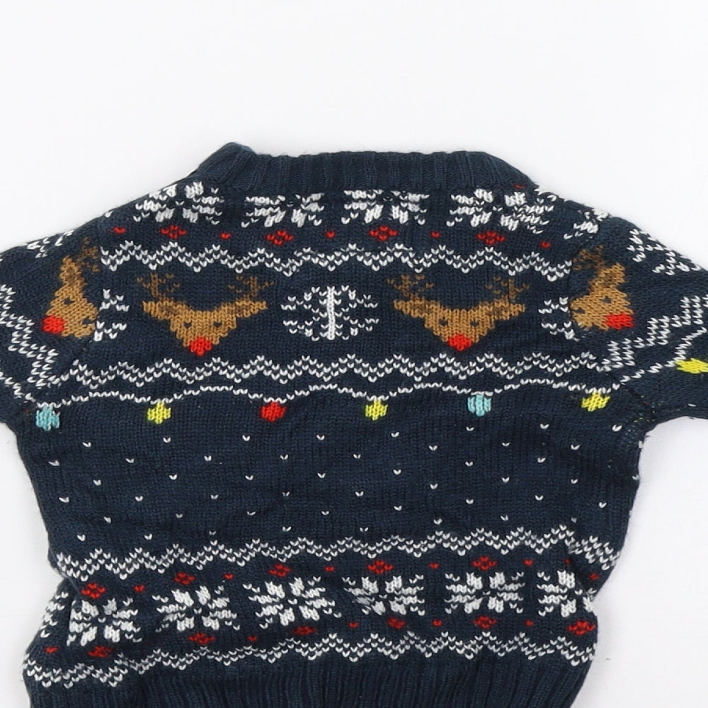 Star Clothing Baby Blue Fair Isle  Pullover Jumper Size 6-9 Months  - Christmas Jumper
