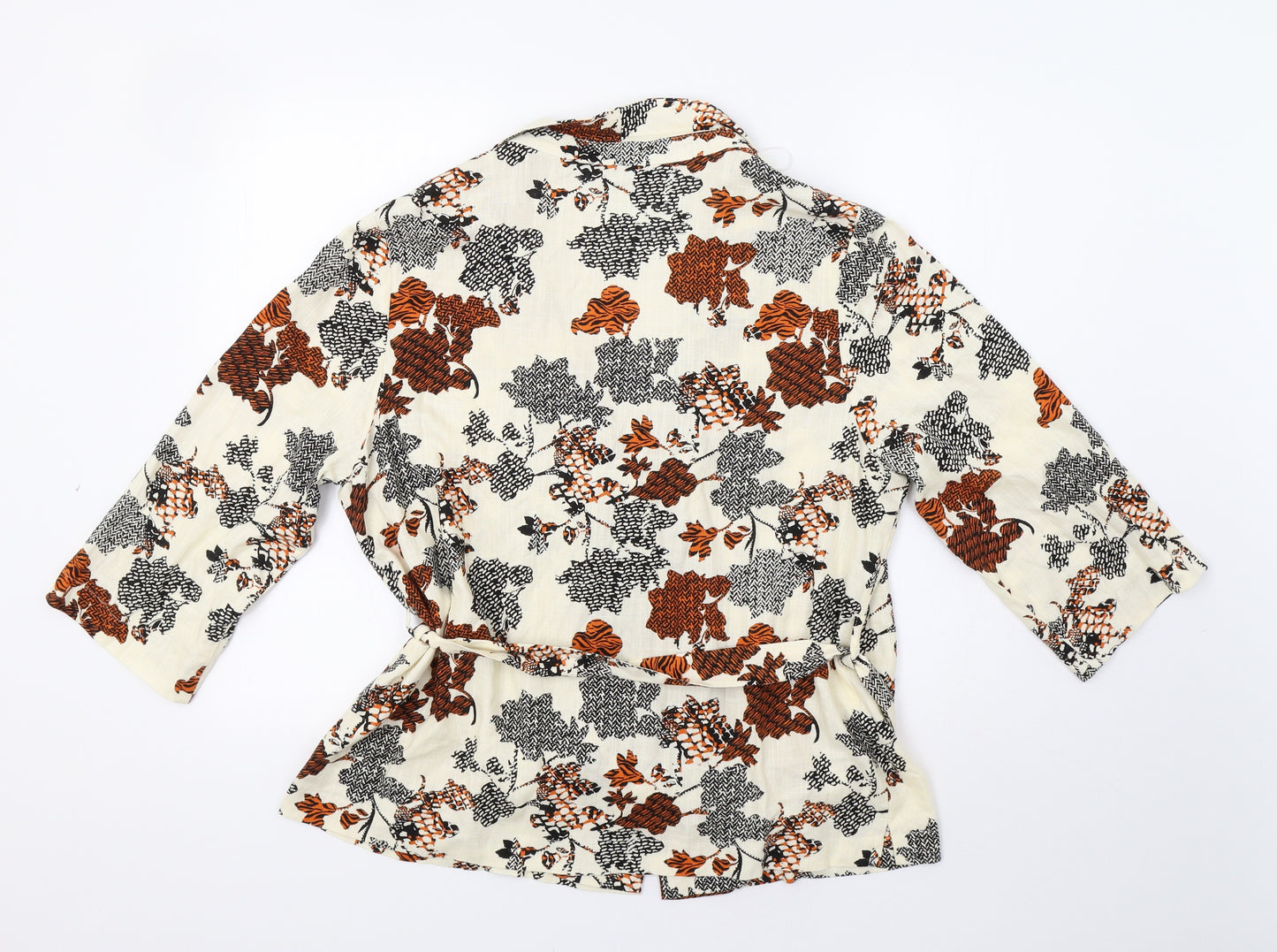 Nutmeg Womens Ivory Floral  Jacket Blazer Size 16