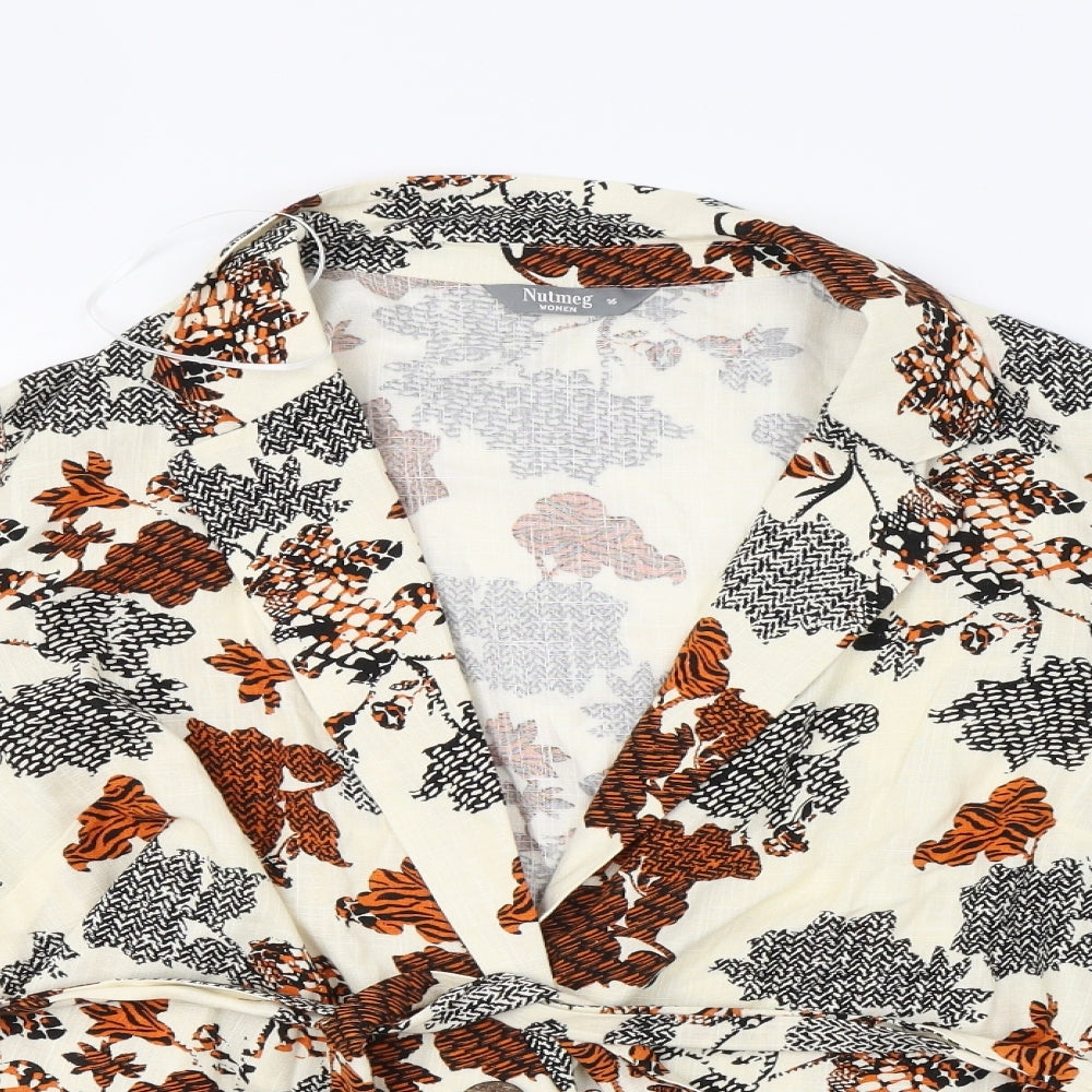 Nutmeg Womens Ivory Floral  Jacket Blazer Size 16