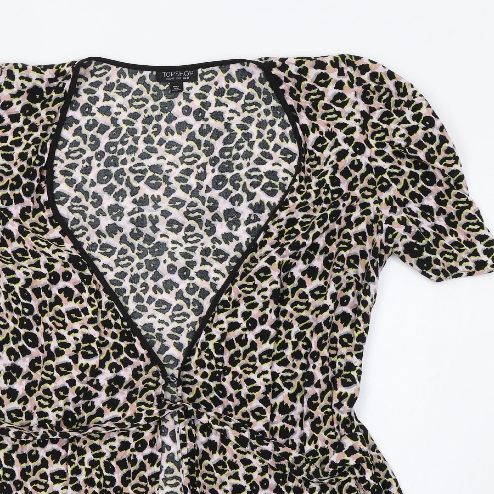Topshop Womens Multicoloured Animal Print  Tunic Blouse Size 12