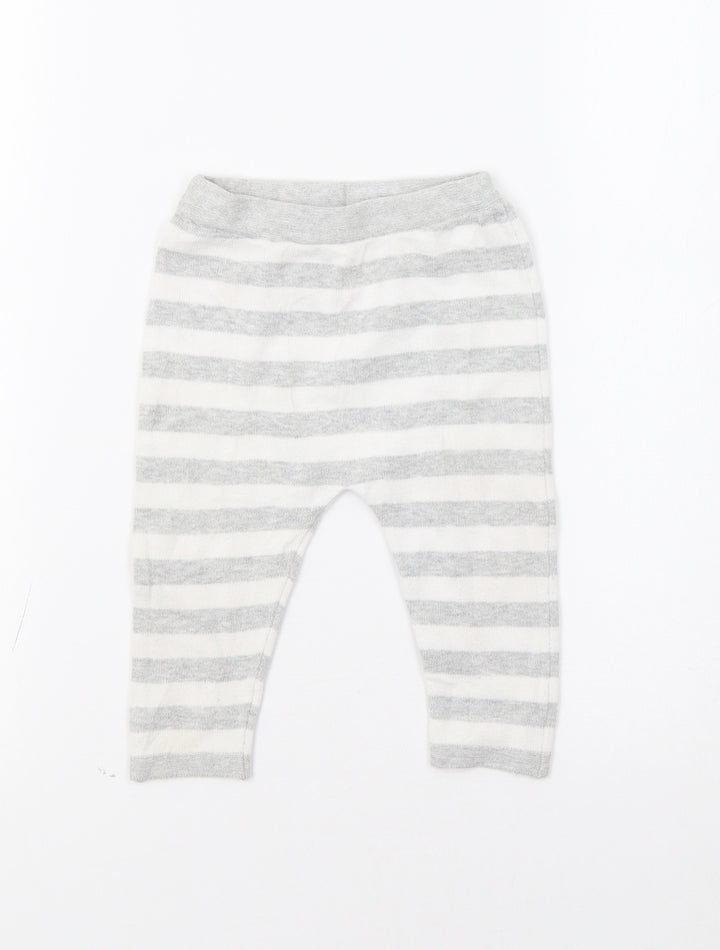 Matalan Baby Grey Striped  Jogger Trousers Size 6-9 Months