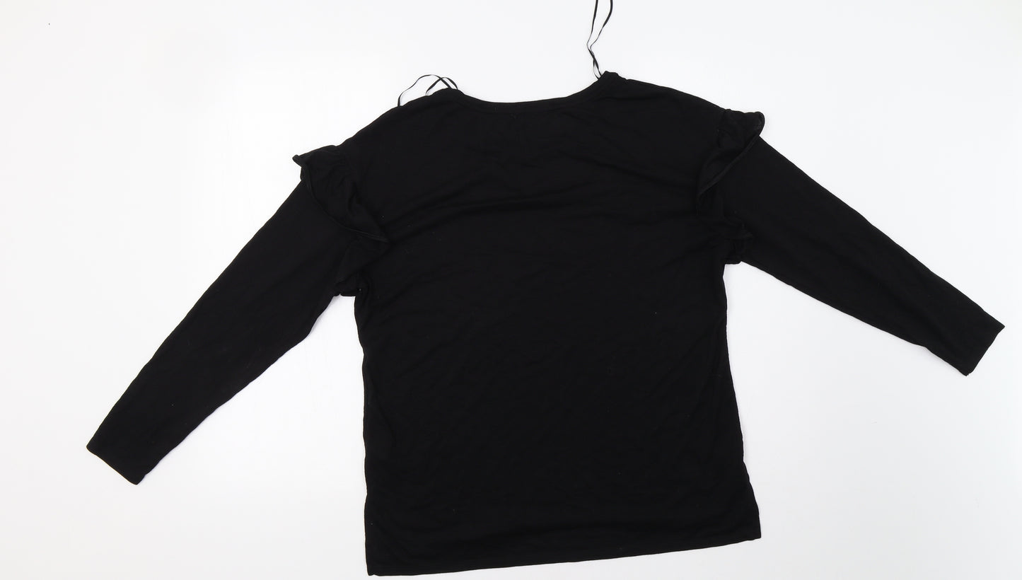 Papaya Womens Black   Basic T-Shirt Size 14