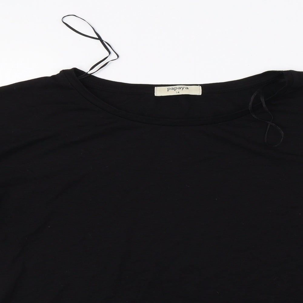 Papaya Womens Black   Basic T-Shirt Size 14