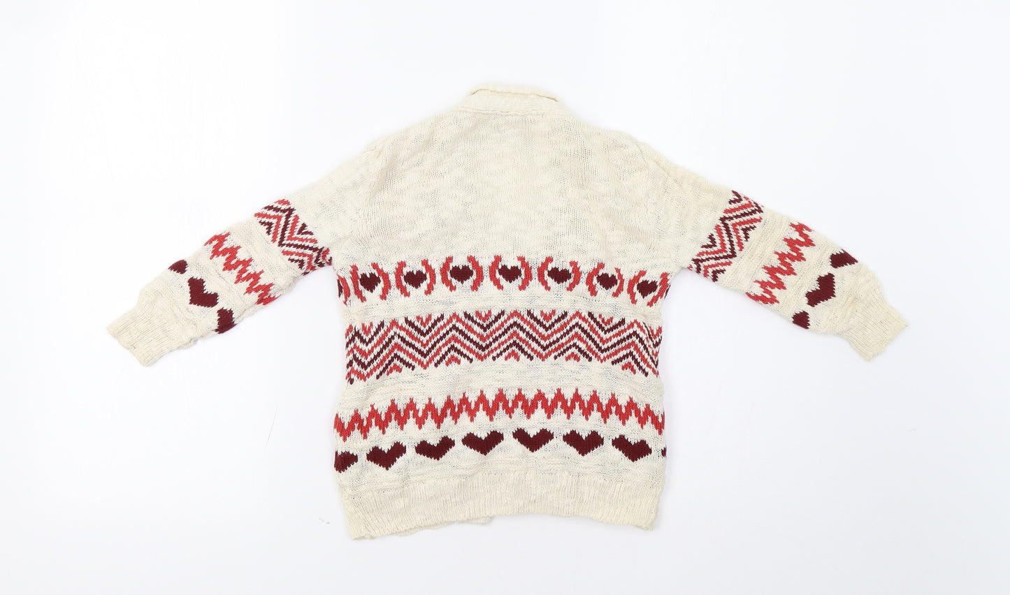 TU Girls Ivory Geometric  Cardigan Jumper Size 3 Years