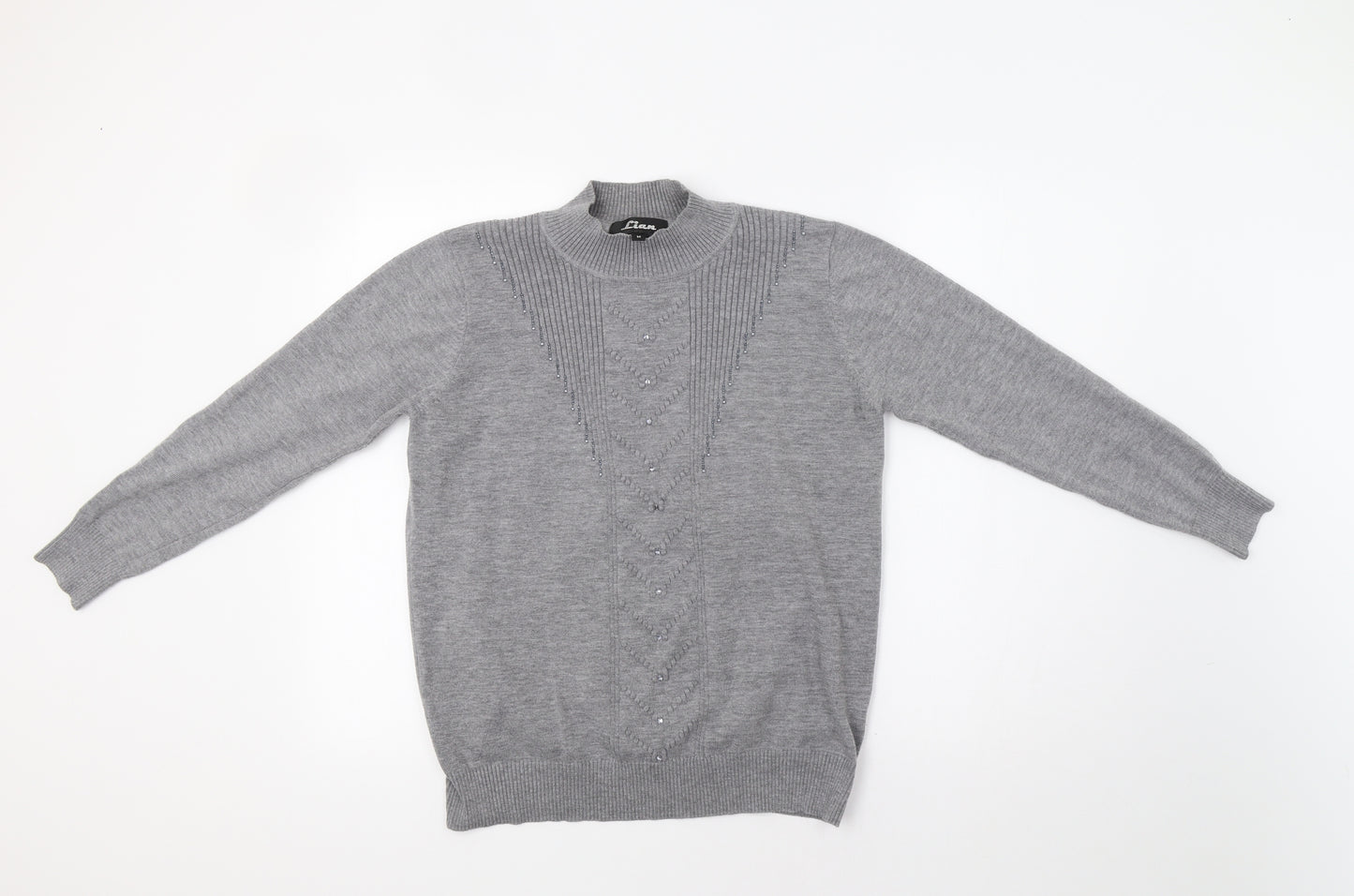 Lian Womens Grey   Pullover Jumper Size M  - Sequin Detail