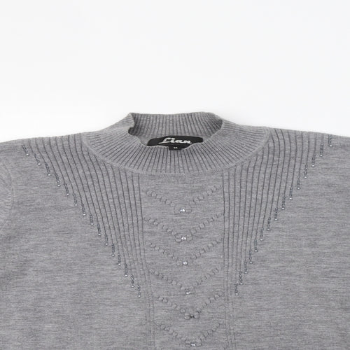 Lian Womens Grey   Pullover Jumper Size M  - Sequin Detail