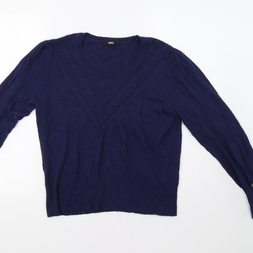 M&S Womens Black   Henley Jumper Size 16