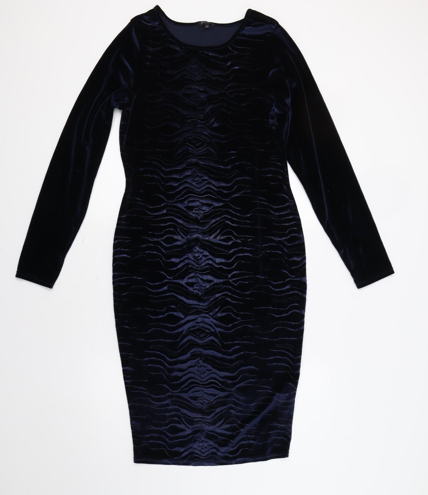 River Island Womens Blue Animal Print Velour Bodycon  Size 14