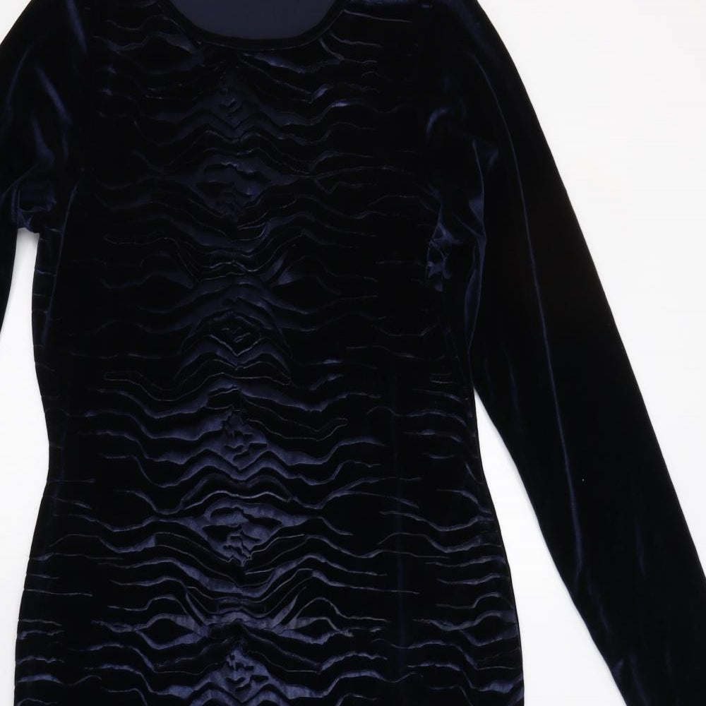 River Island Womens Blue Animal Print Velour Bodycon  Size 14