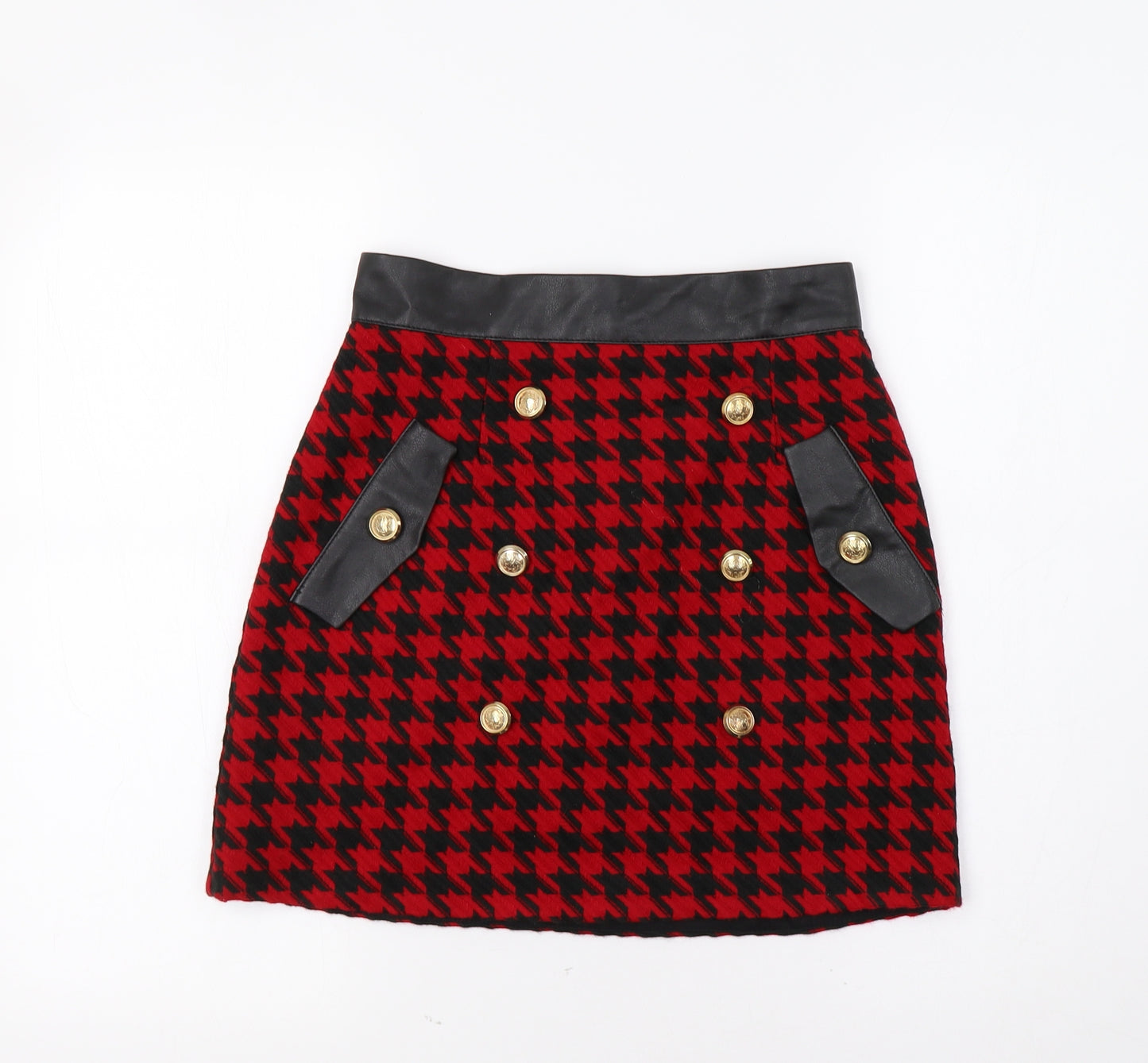 River Island Womens Red Check  Mini Skirt Size 8