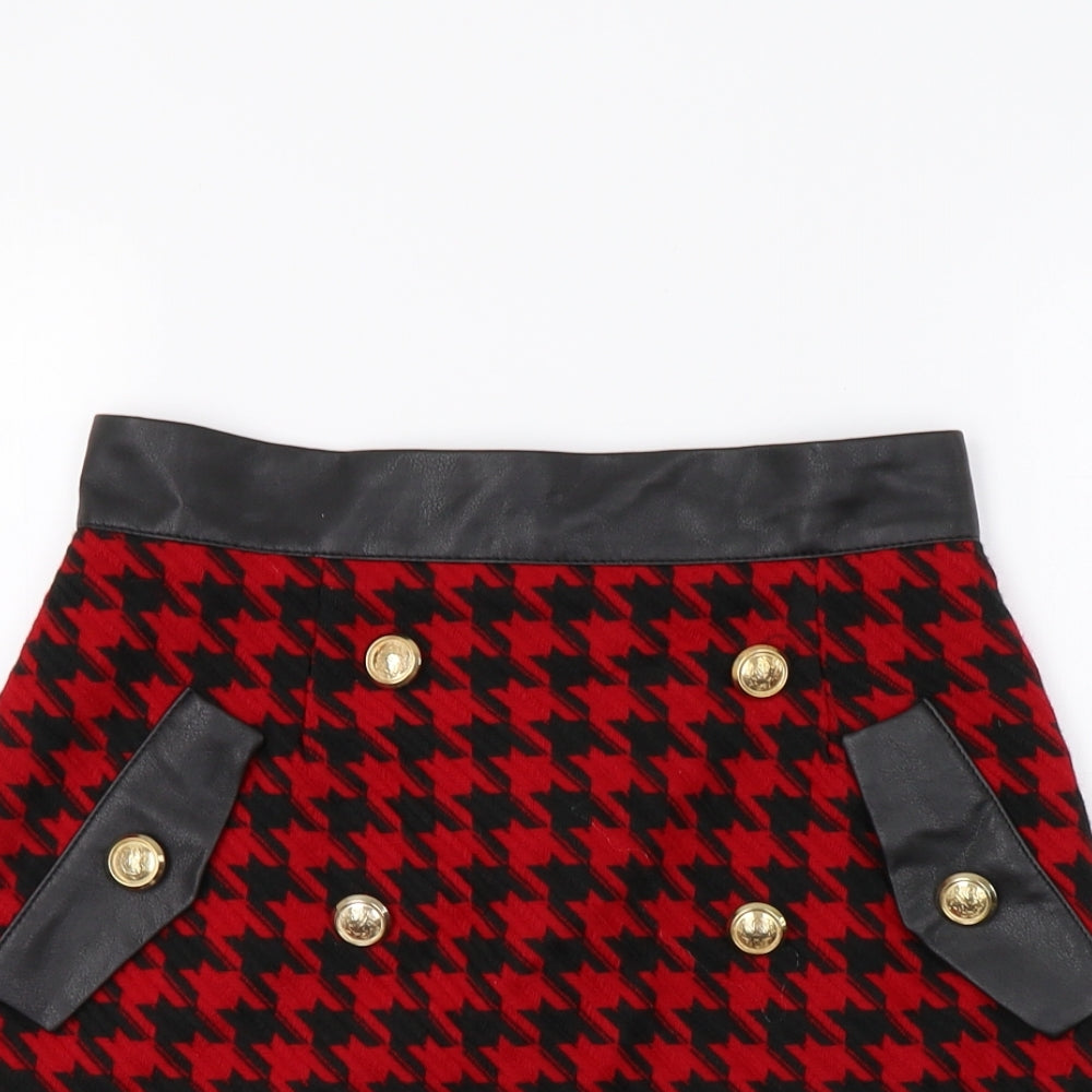 River Island Womens Red Check  Mini Skirt Size 8