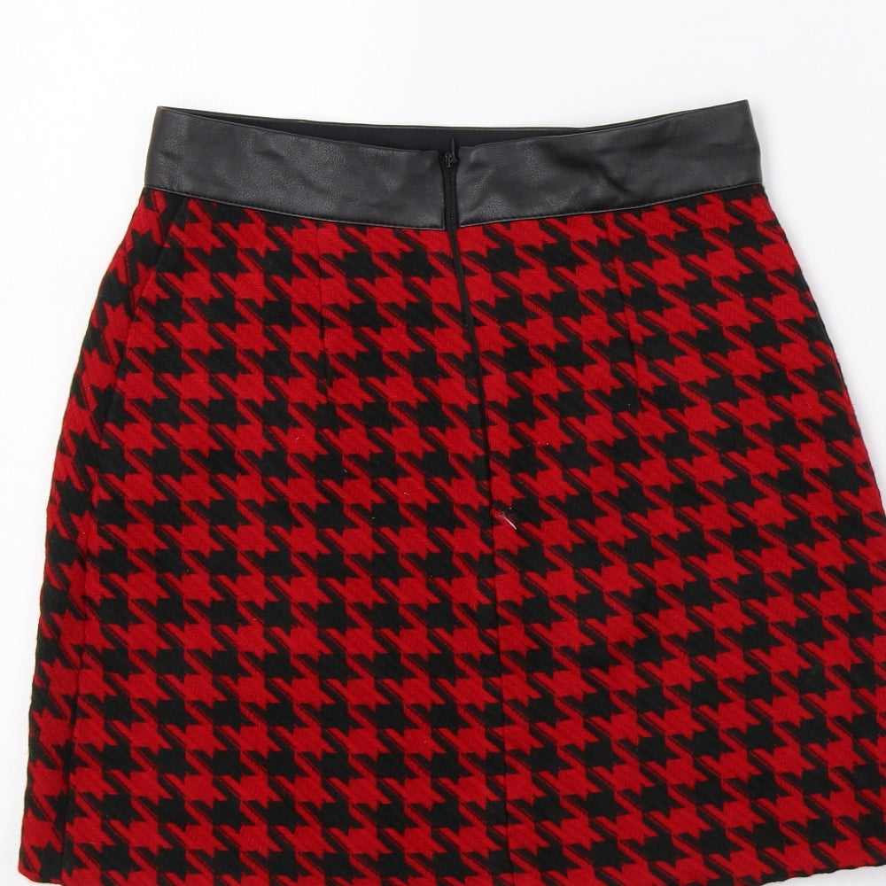 River Island Womens Red Check  Mini Skirt Size 8