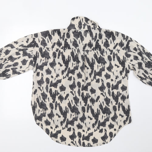 AX P Womens Grey Animal Print  Basic Button-Up Size 10