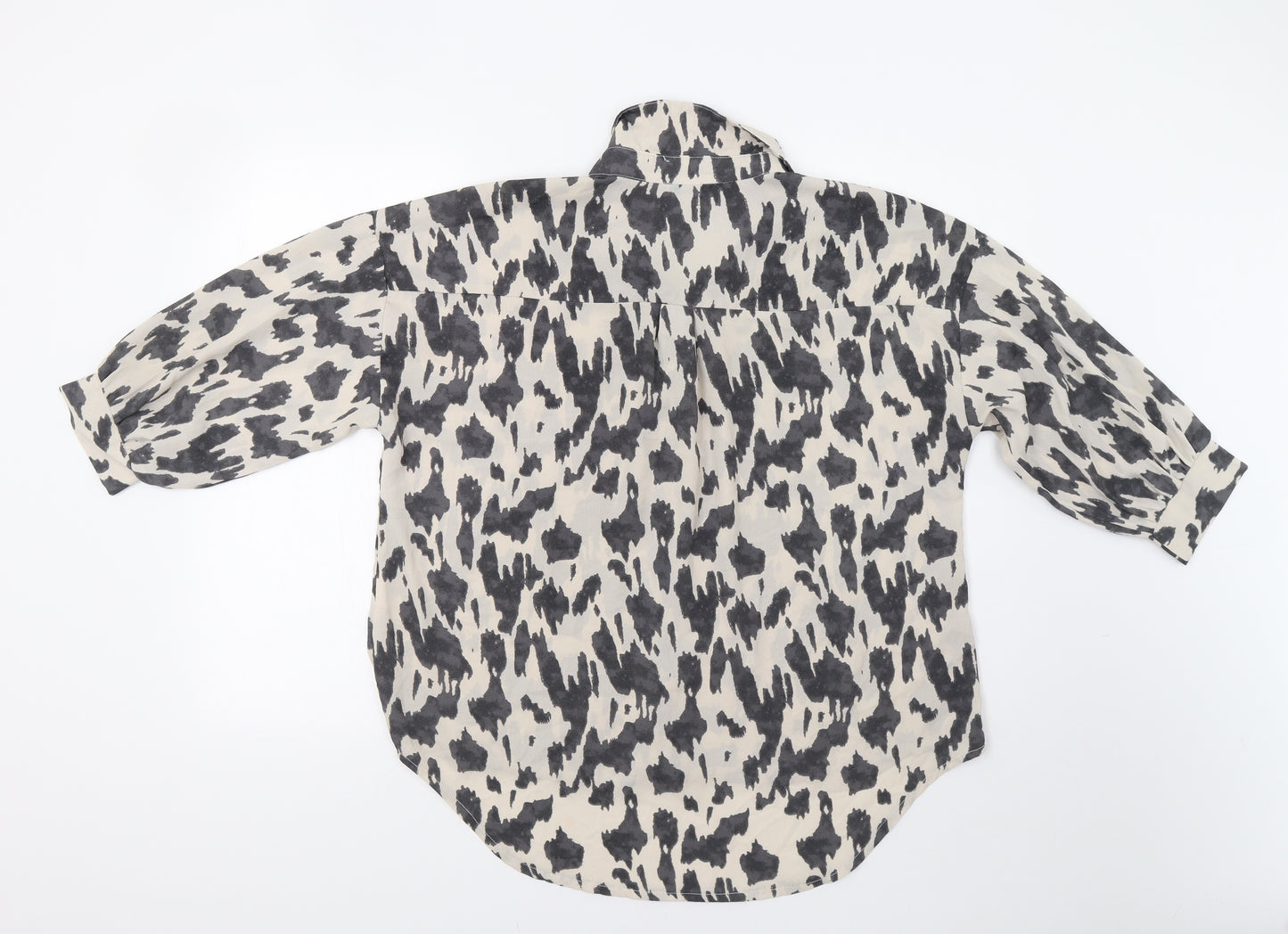 AX P Womens Grey Animal Print  Basic Button-Up Size 10
