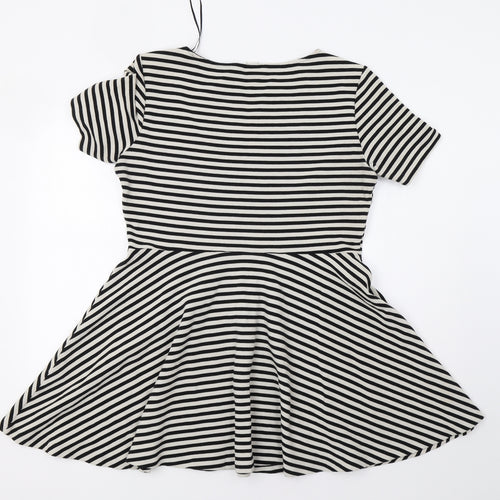 H&M Womens White Striped  Fit & Flare  Size L