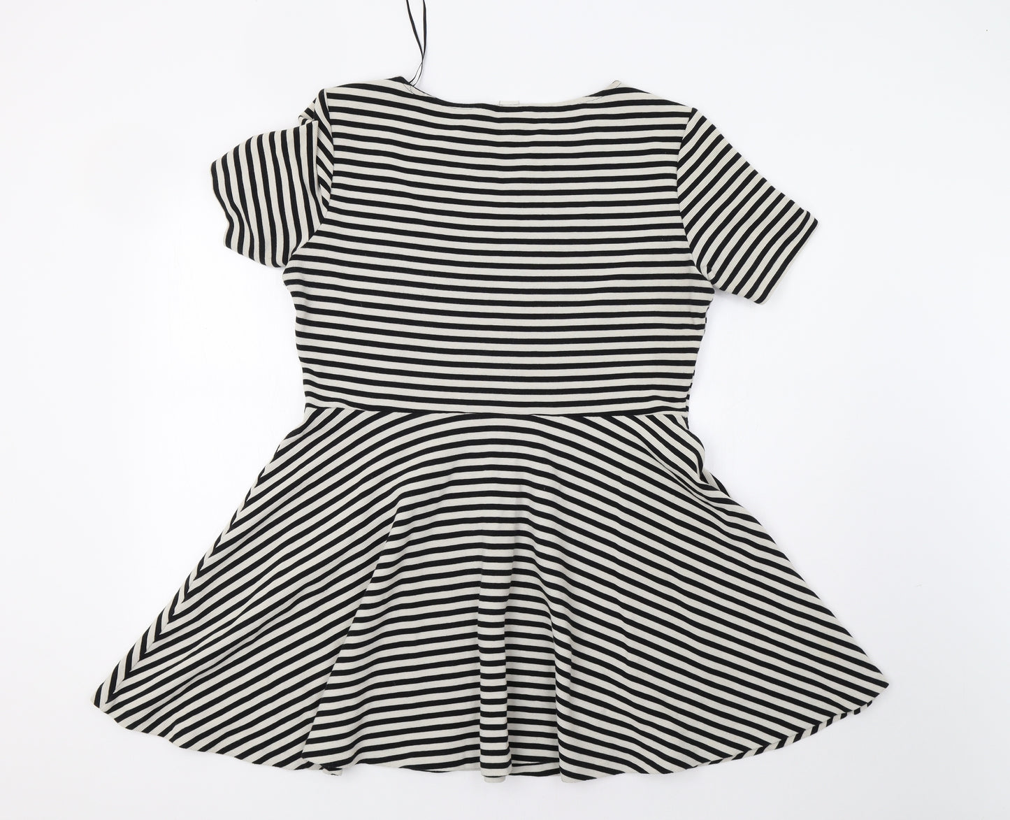 H&M Womens White Striped  Fit & Flare  Size L