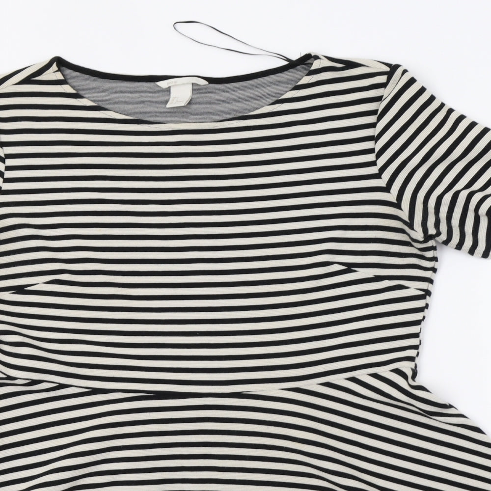 H&M Womens White Striped  Fit & Flare  Size L