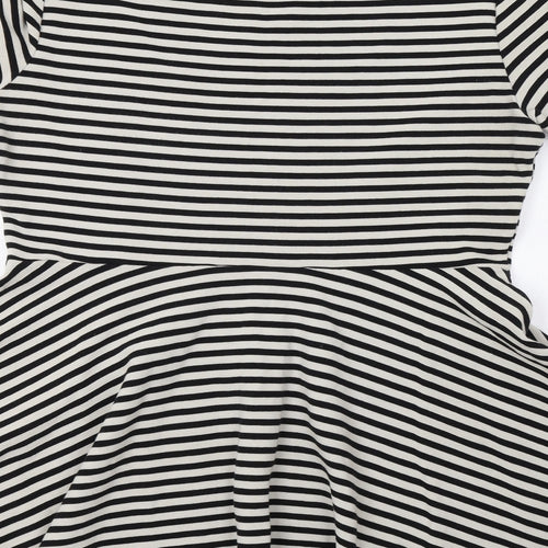 H&M Womens White Striped  Fit & Flare  Size L