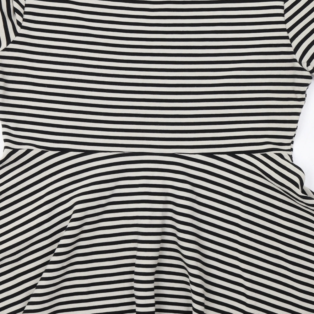 H&M Womens White Striped  Fit & Flare  Size L