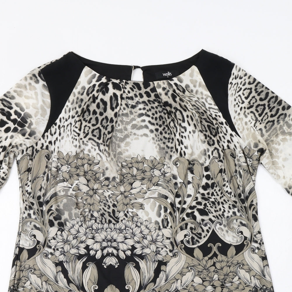 Wallis Womens Grey Floral  A-Line  Size M