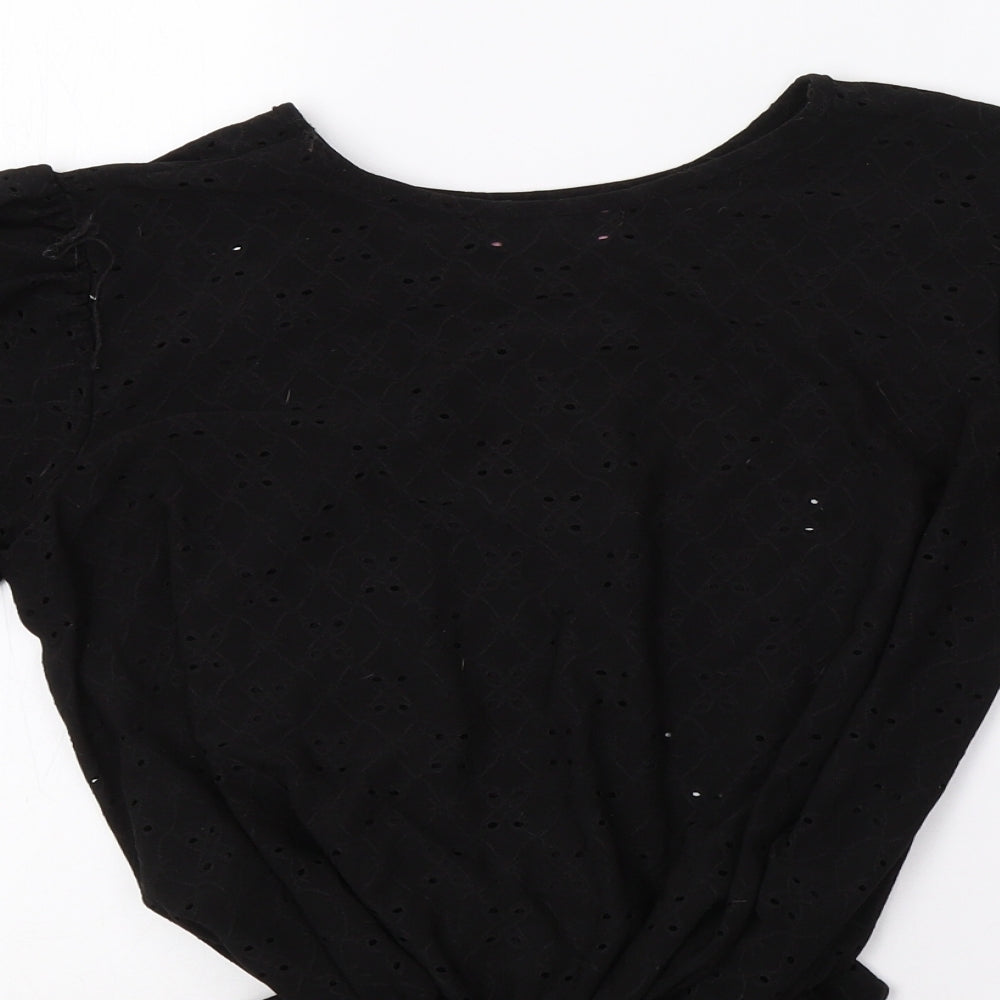 Pretty Hurts Womens Black Floral  Basic Blouse Size 12