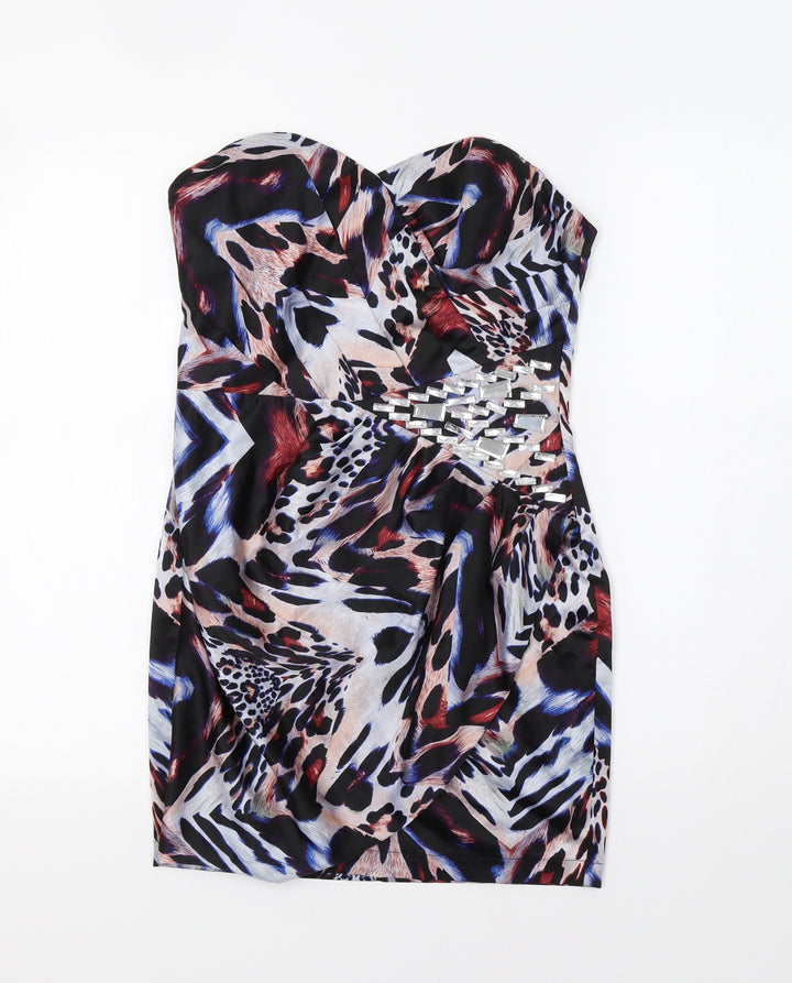 Lipsy Womens Multicoloured Animal Print  Mini  Size 10  - Embellished