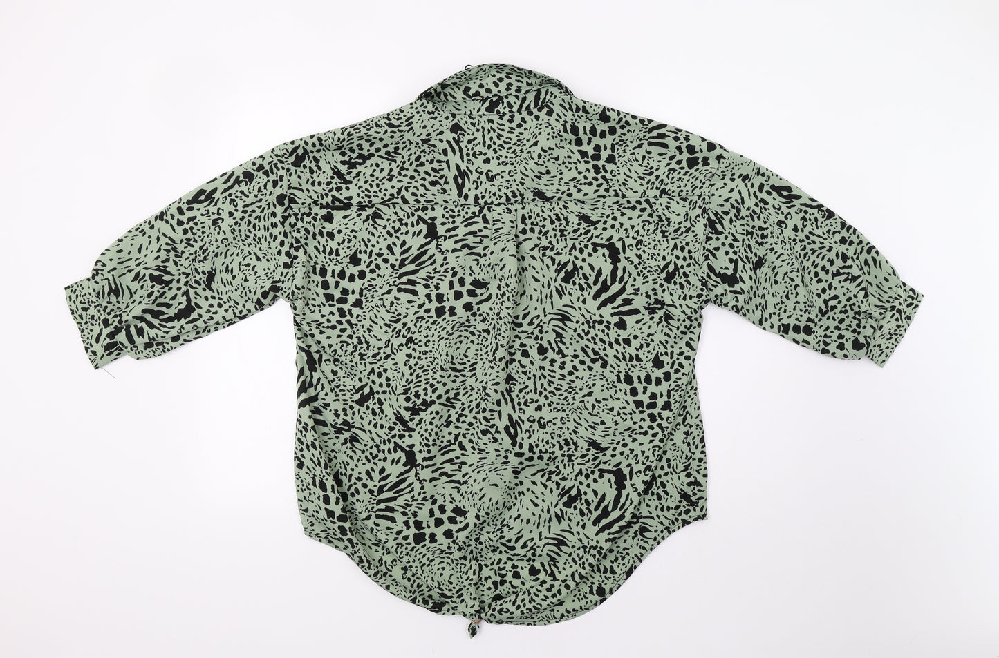 AX Paris Womens Green Animal Print  Basic Button-Up Size 10