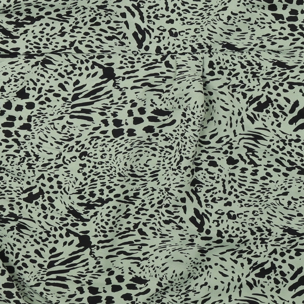 AX Paris Womens Green Animal Print  Basic Button-Up Size 10