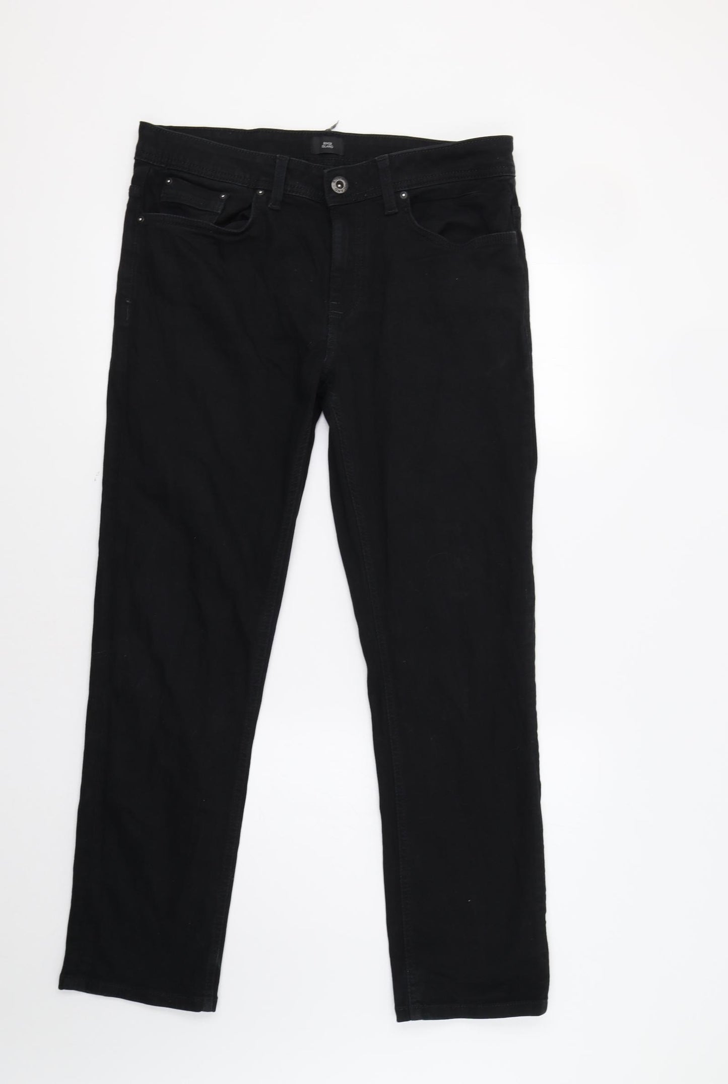 River Island Mens Black   Straight Jeans Size 32 L32 in