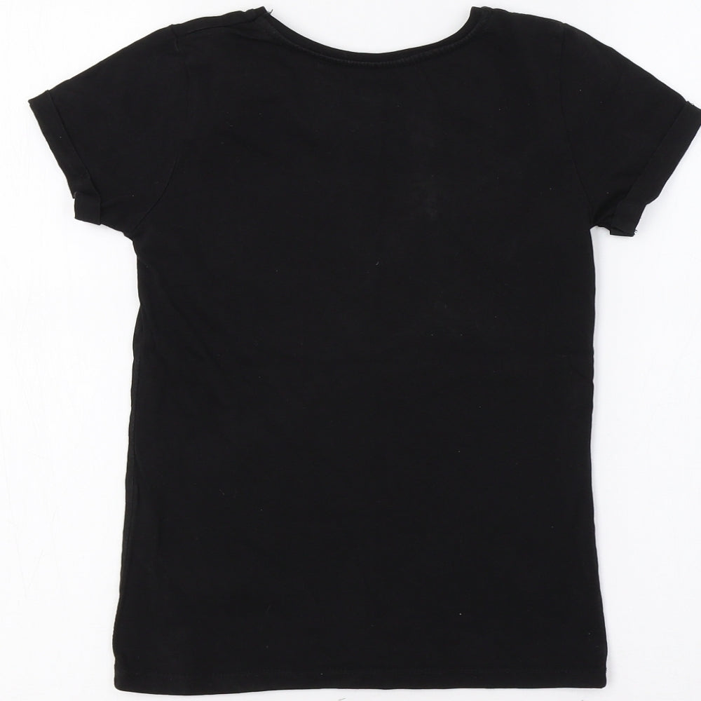 Primark Girls Black   Basic T-Shirt Size 9-10 Years  - New York