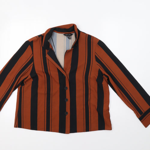 New Look Womens Brown Striped  Basic Button-Up Size 14