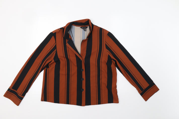 New Look Womens Brown Striped  Basic Button-Up Size 14