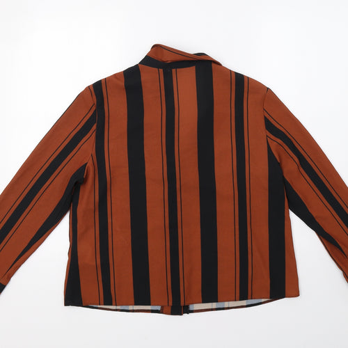 New Look Womens Brown Striped  Basic Button-Up Size 14