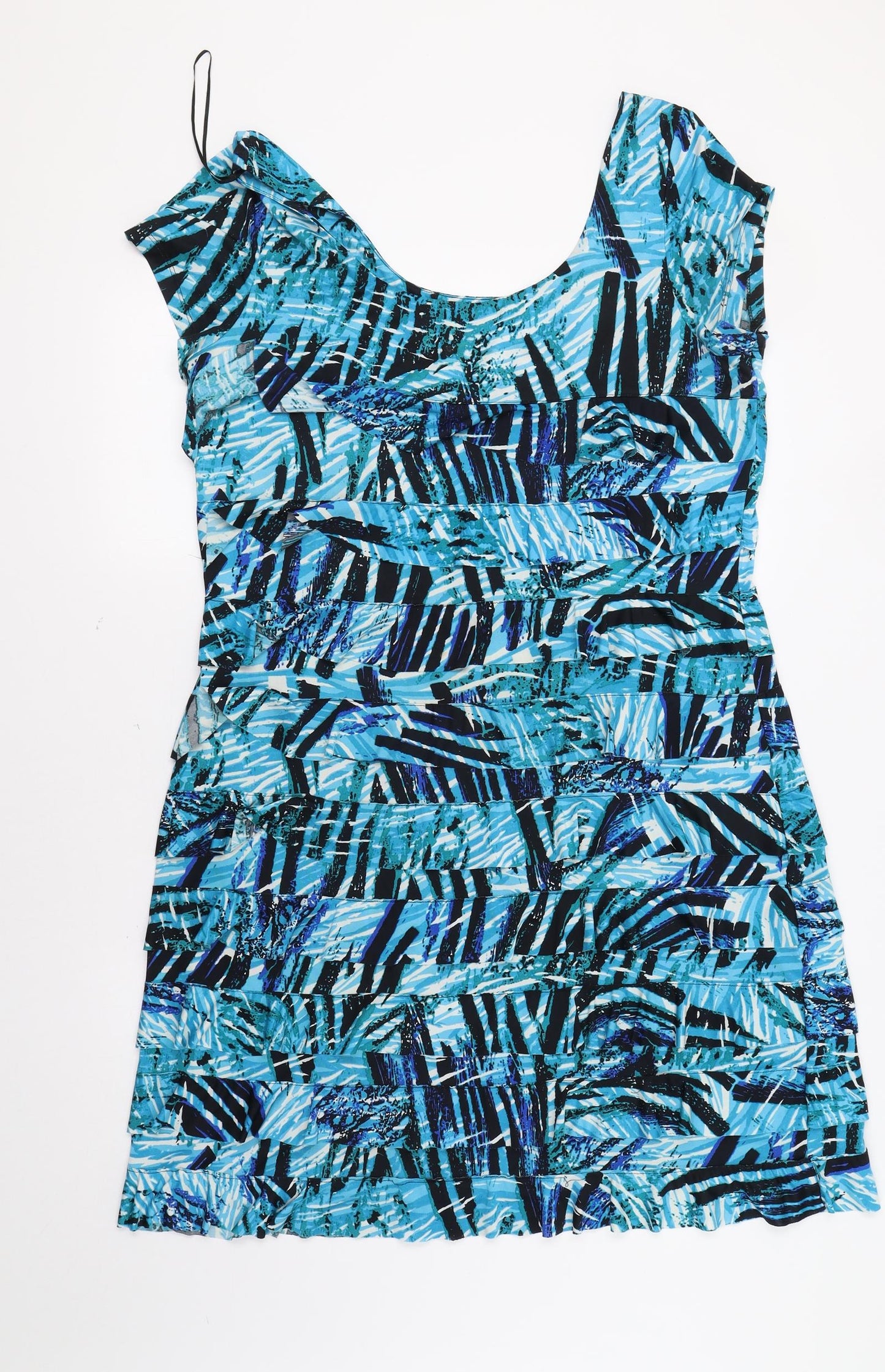 Roman Womens Blue Geometric  A-Line  Size 18