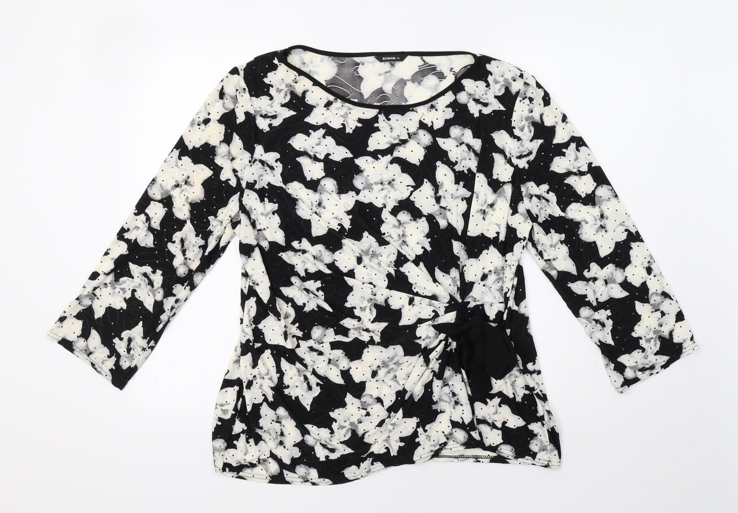 Roman Womens Black Floral  Basic Blouse Size 22  - Sequinned