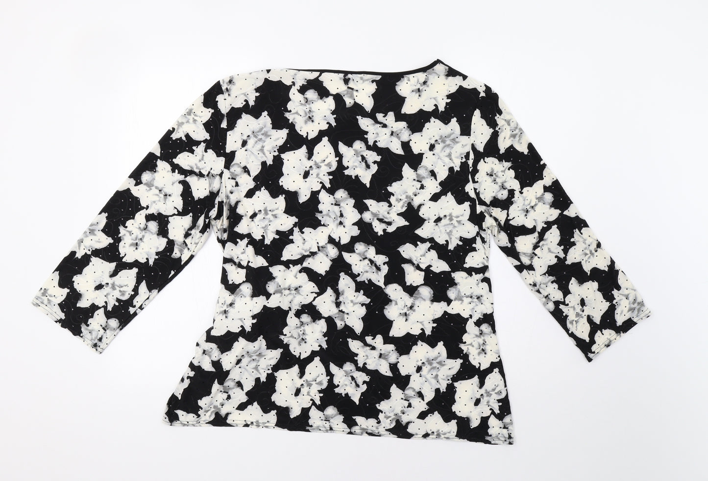 Roman Womens Black Floral  Basic Blouse Size 22  - Sequinned