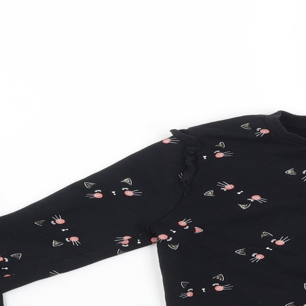 George Girls Black   Pullover Jumper Size 4-5 Years  - CATS