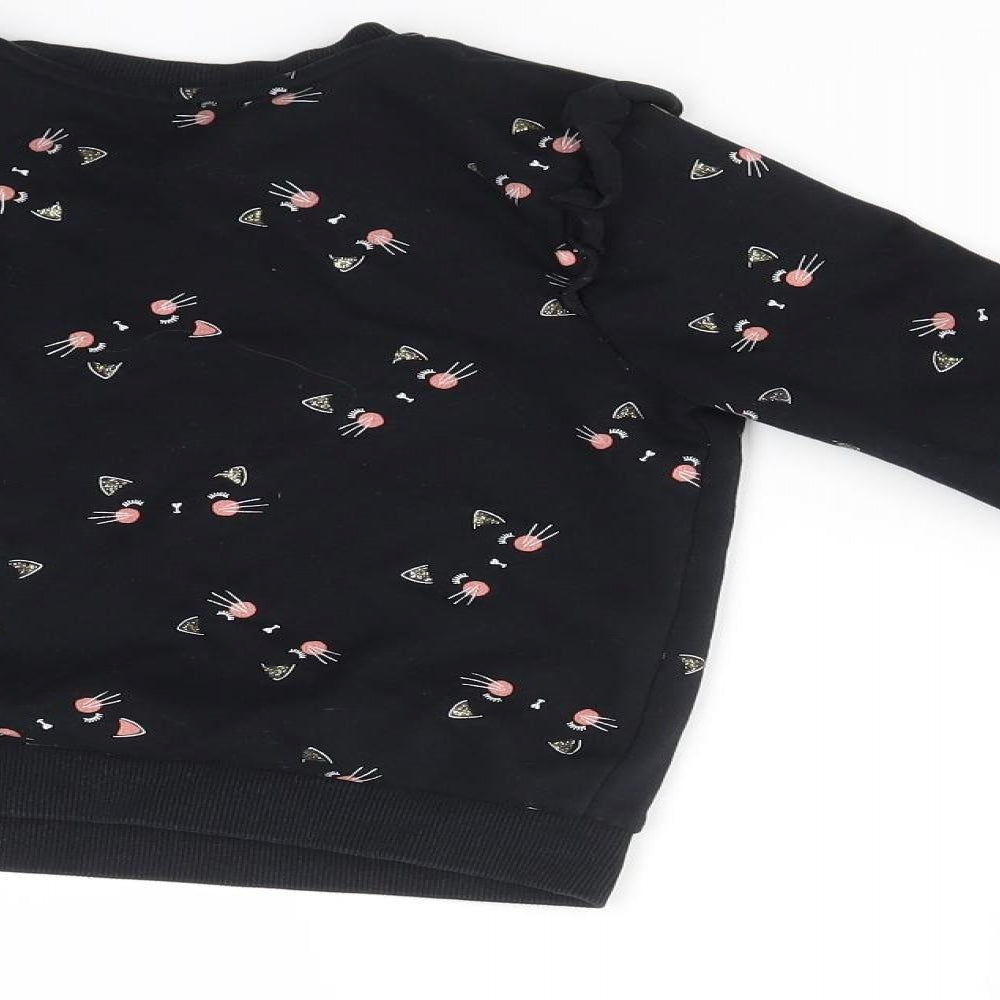 George Girls Black   Pullover Jumper Size 4-5 Years  - CATS