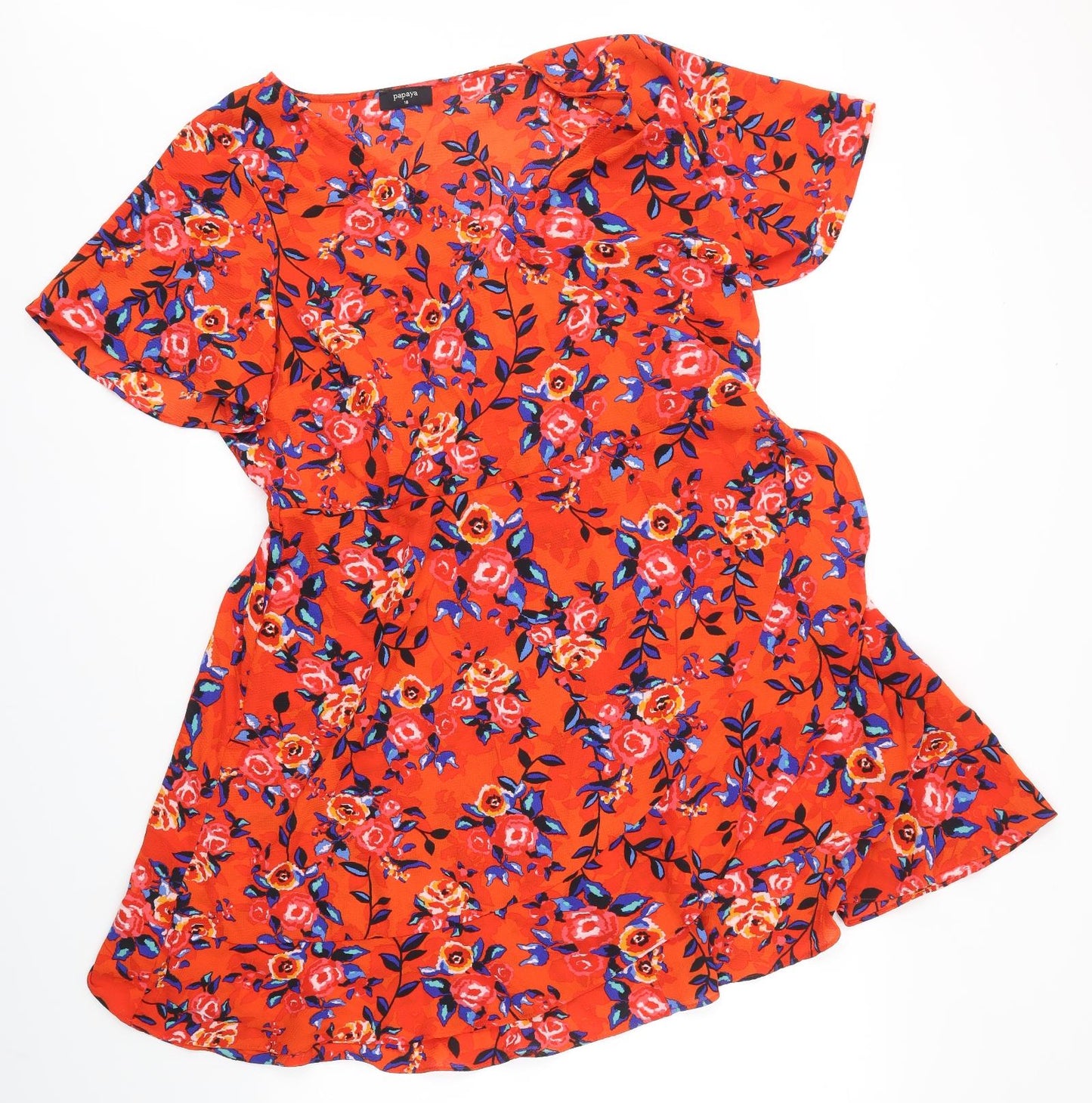 Matalan Womens Orange Floral  A-Line  Size 18
