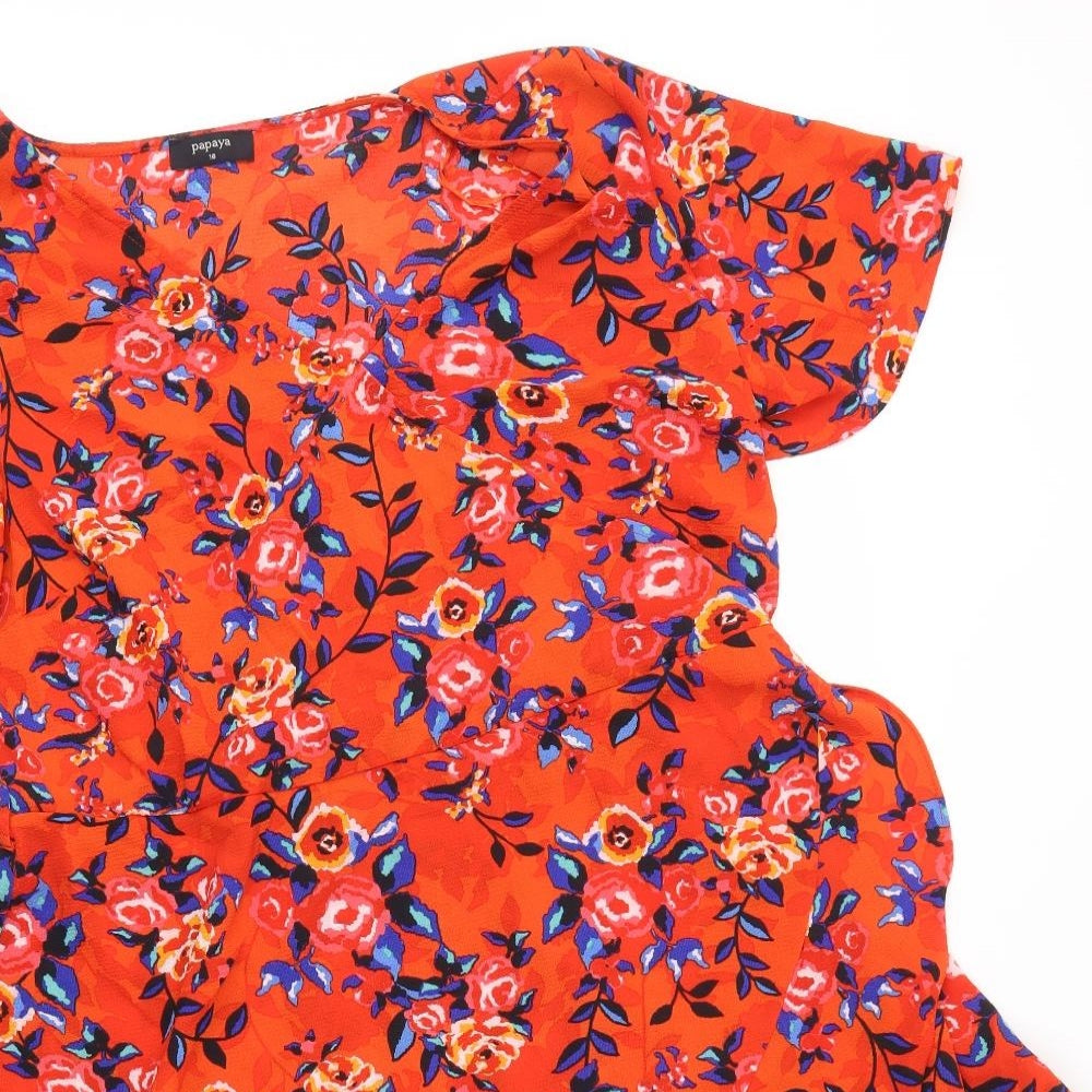 Matalan Womens Orange Floral  A-Line  Size 18