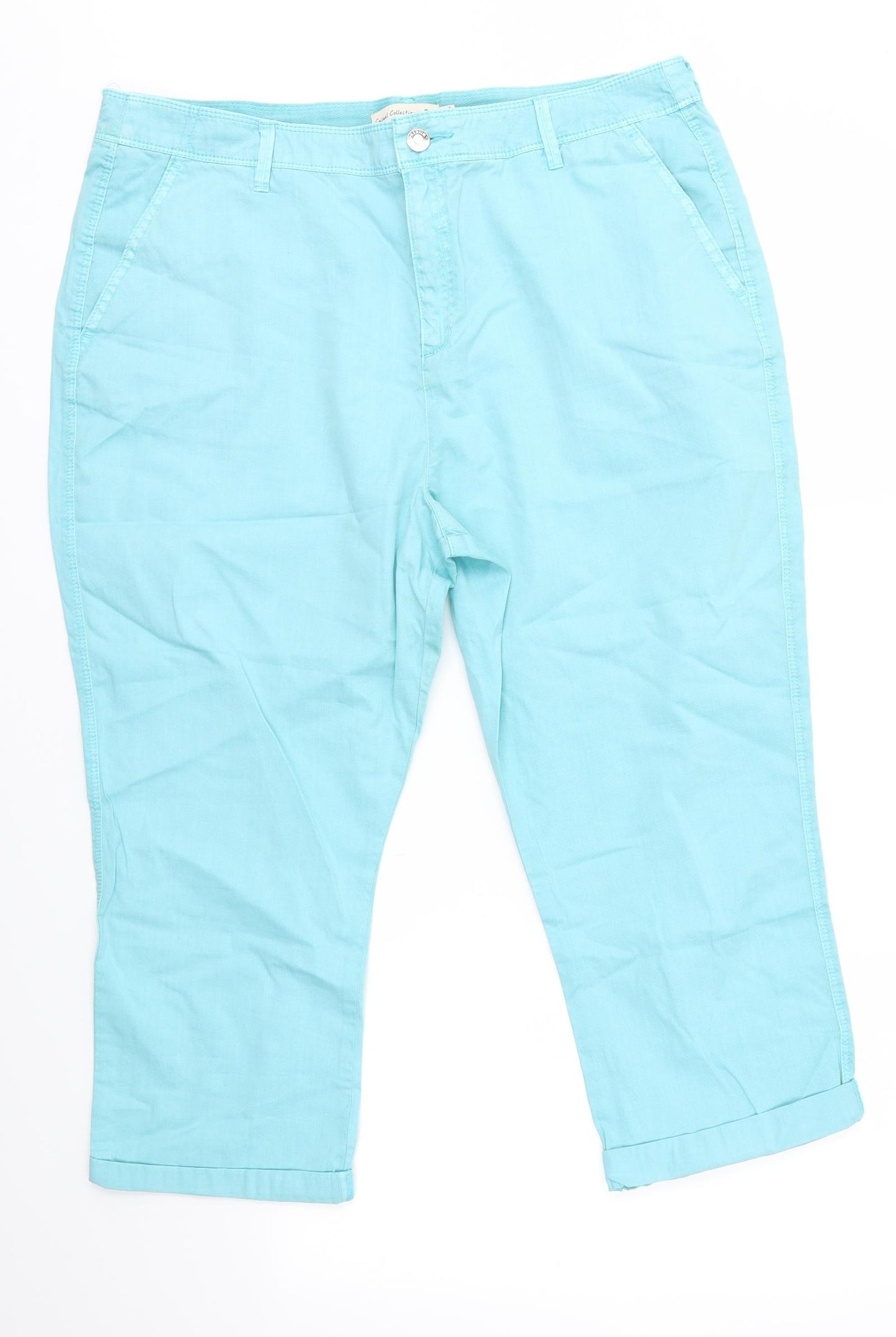 F&F Womens Blue   Cropped Trousers Size 16 L21 in