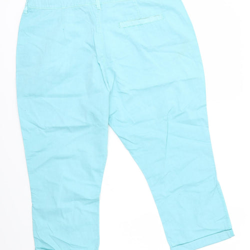 F&F Womens Blue   Cropped Trousers Size 16 L21 in