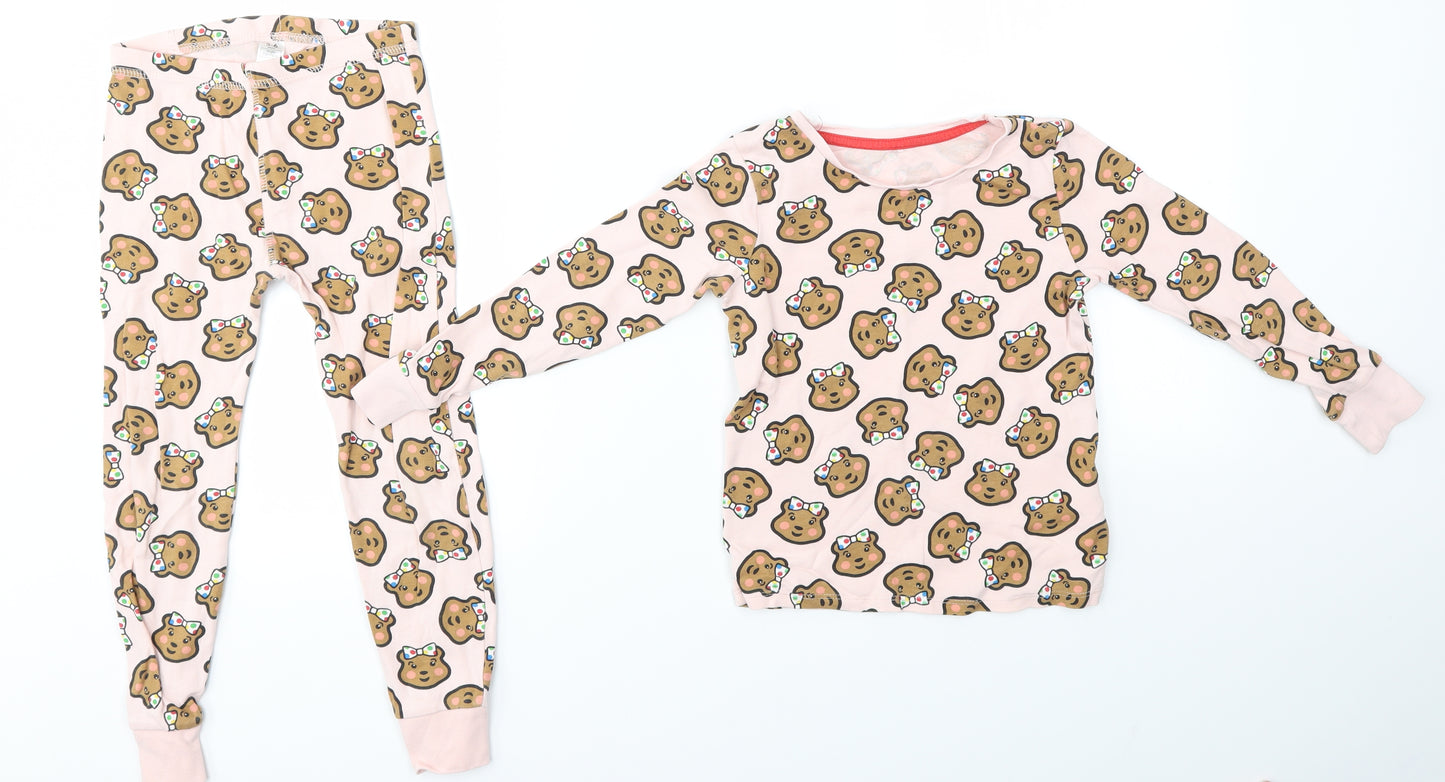George Girls Pink Solid  Top Pyjama Set Size 5-6 Years  - Children in Need Pudsey