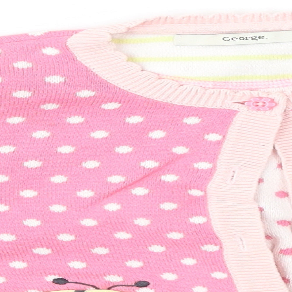 George Girls Pink Spotted  Cardigan Jumper Size 3-4 Years